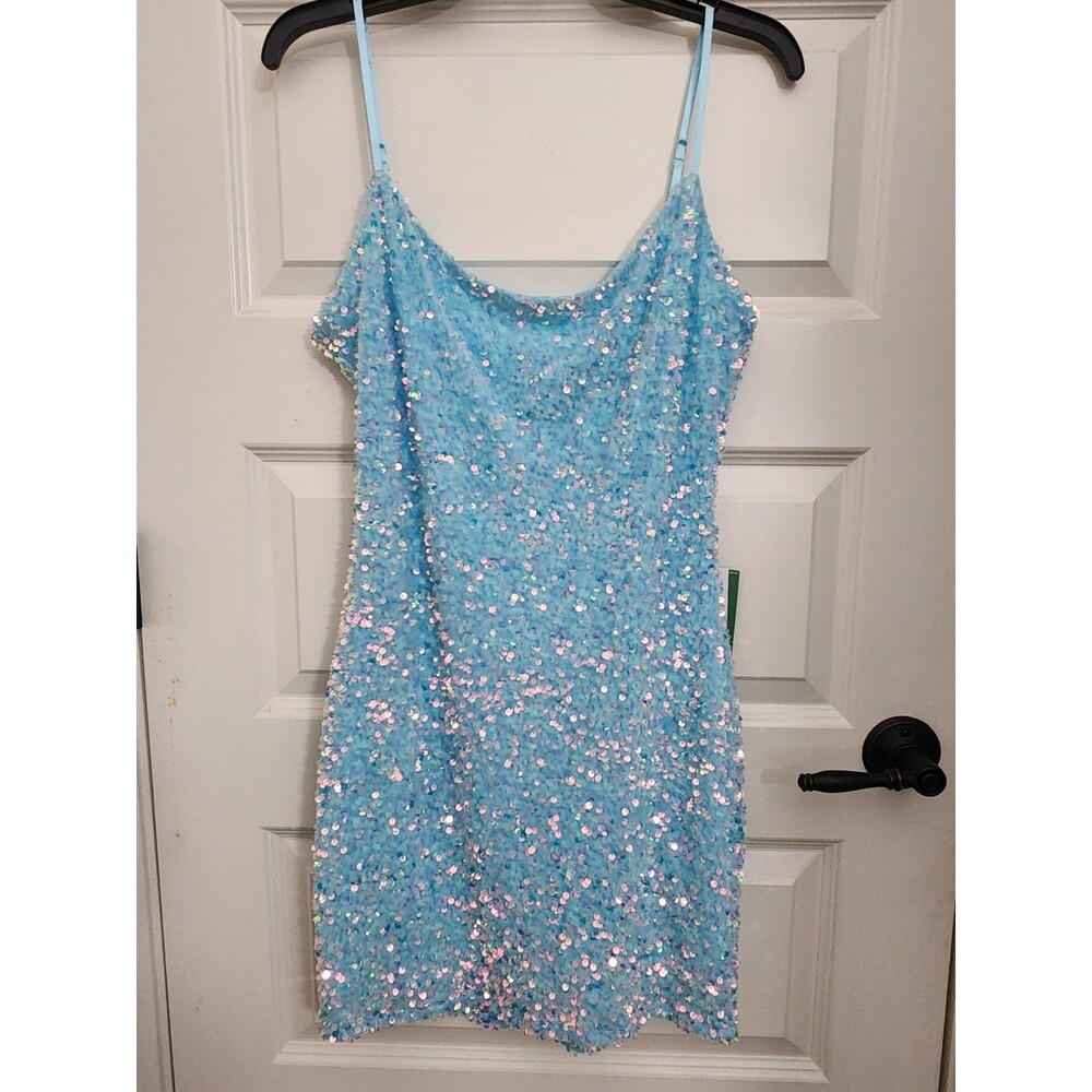 B. Smart Aqua Iridescent Sequin Dress – Size 14 – Brand New with Tags